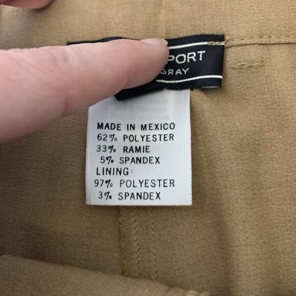 St John Sport by Marie Gray Tan Pants Womens Size 2 Stretch Career Casual Logo - Picture 9 of 11